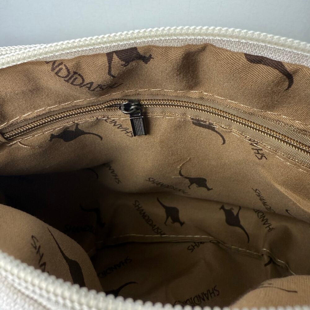 NEW Cream Nylon Crossbody Travel Bag Lightweight Multi Pocket Shoulder Purse - Picture 6 of 9